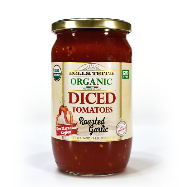 Tomatoes-Diced, Roasted Garlic Organic – Racconto Italian Foods